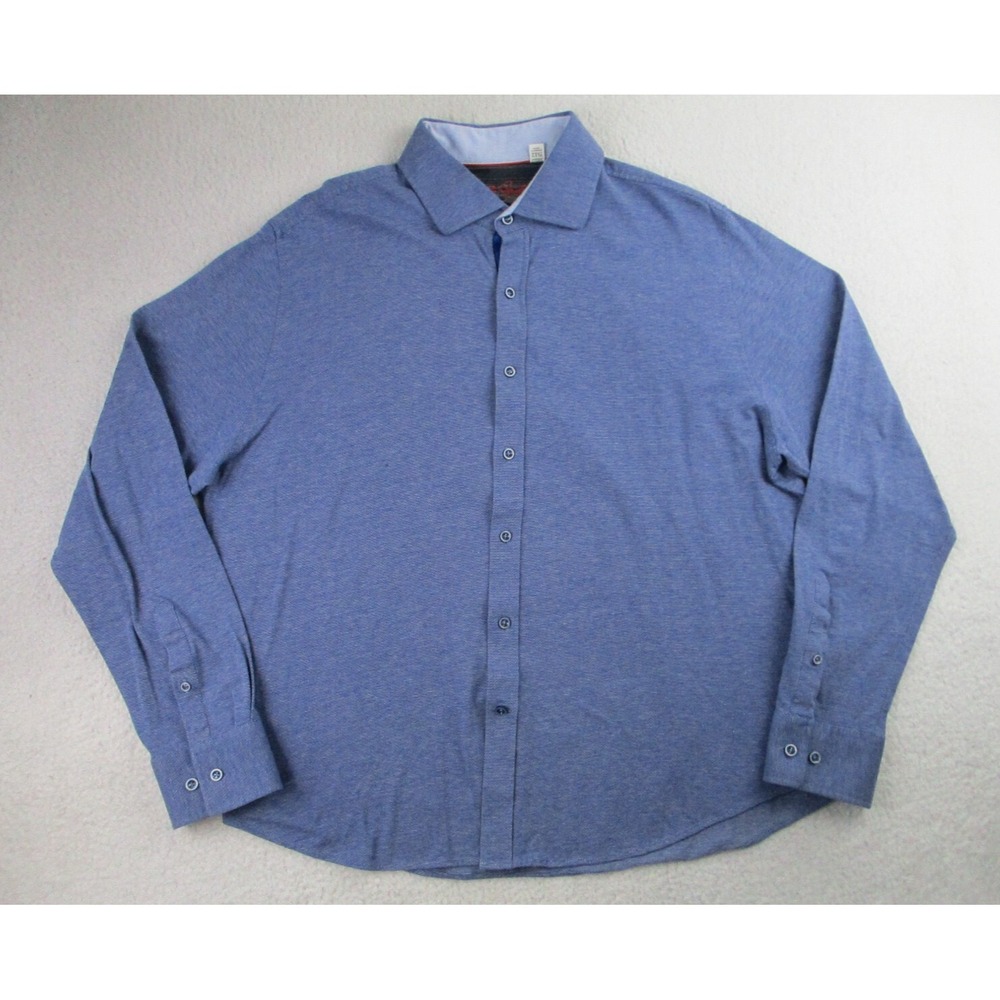 Robert Graham Shirt Mens 2XL Classic Fit Blue Cotton Long Sleeve Button Casual